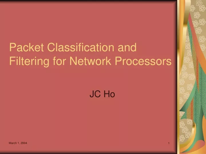 packet classification and filtering for network processors