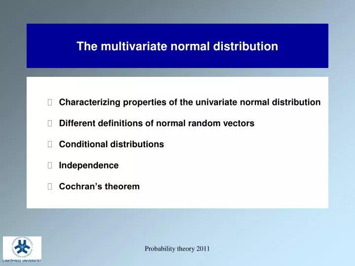 the multivariate normal distribution