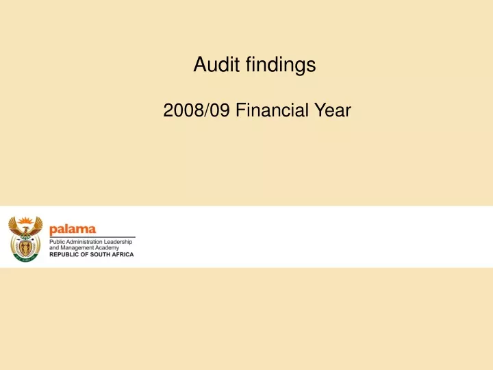 audit findings 2008 09 financial year
