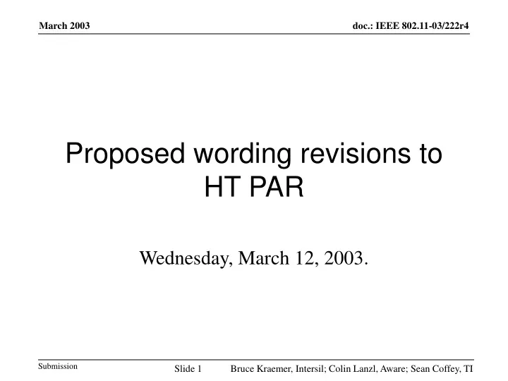 proposed wording revisions to ht par wednesday march 12 2003