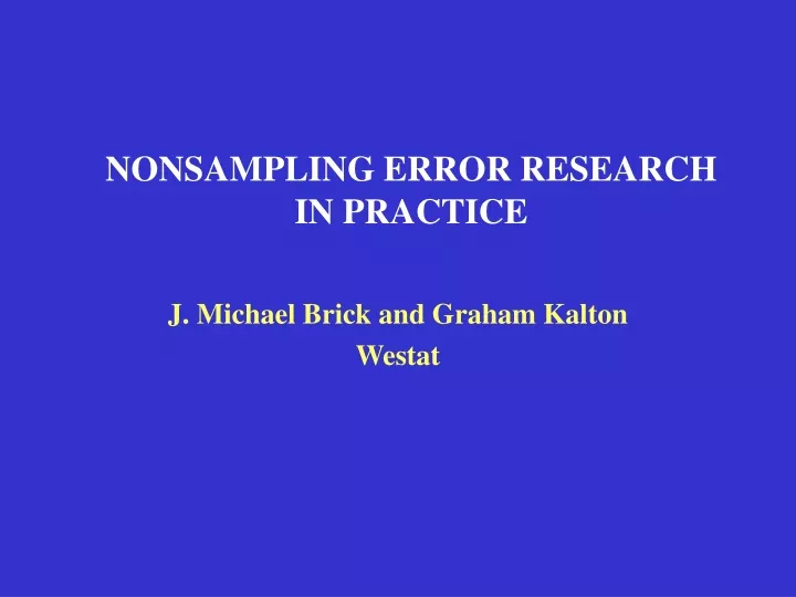 nonsampling error research in practice