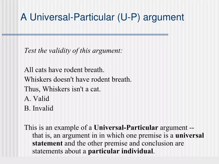 a universal particular u p argument
