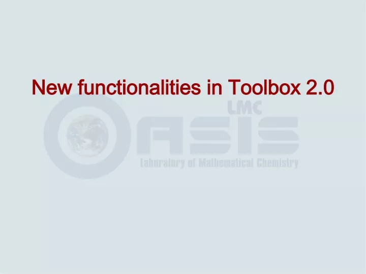 new functionalities in toolbox 2 0