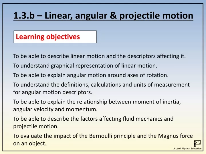 1 3 b linear angular projectile motion