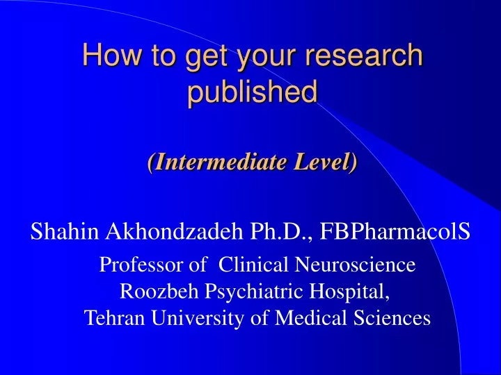 how to get your research published intermediate level