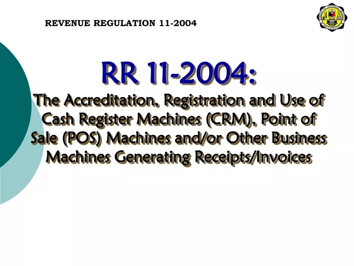 revenue regulation 11 2004