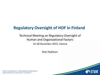 Regulatory Oversight of HOF in Finland