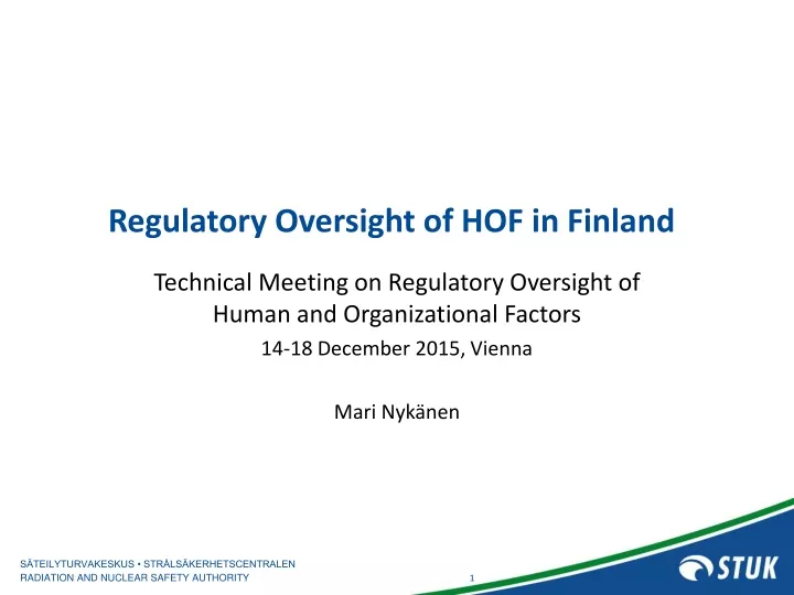 regulatory oversight of hof in finland