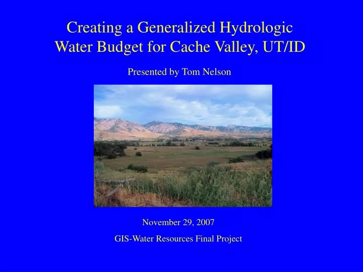 creating a generalized hydrologic water budget