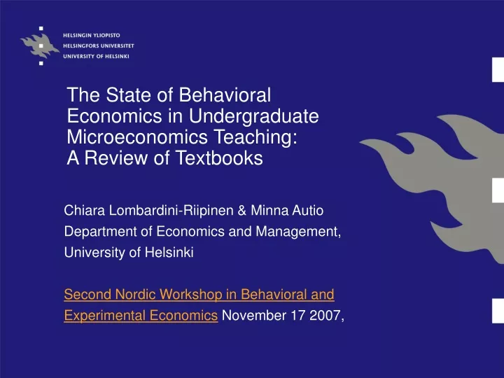 the state of behavioral economics in undergraduate microeconomics teaching a review of textbooks
