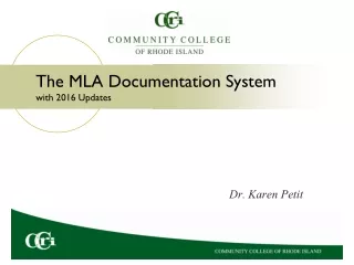 The MLA Documentation System with 2016 Updates