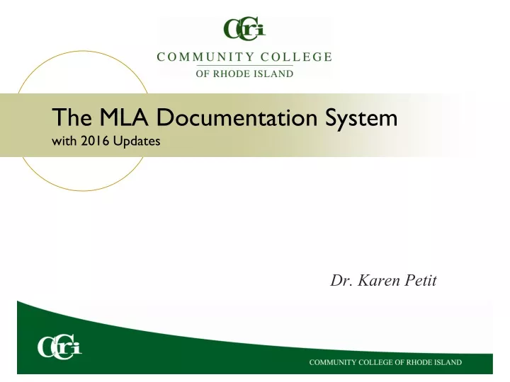 the mla documentation system with 2016 updates