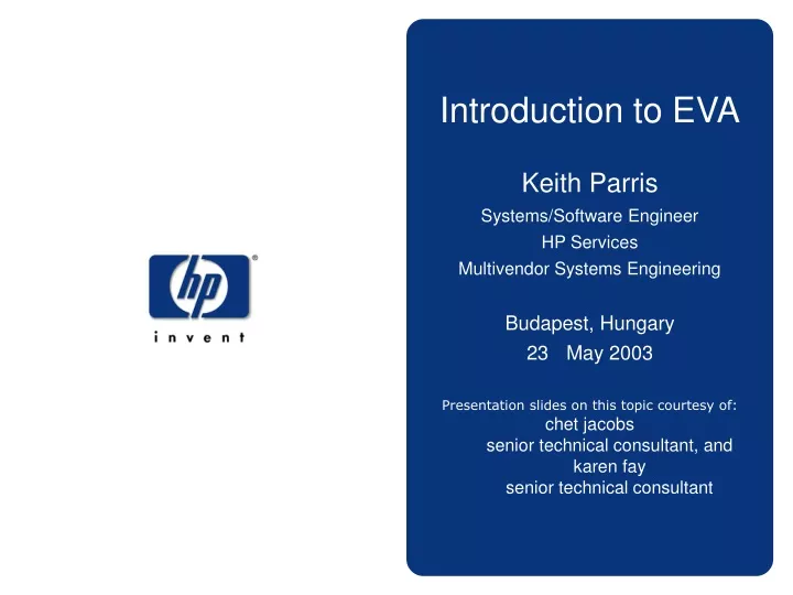 introduction to eva keith parris systems software