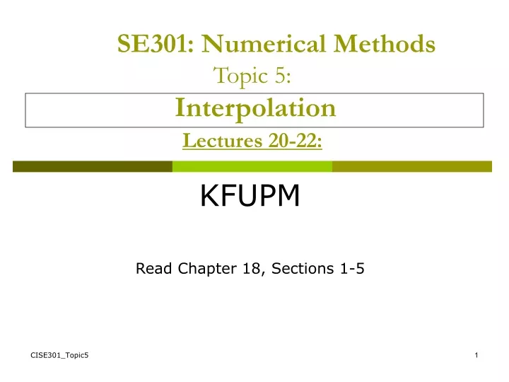 se301 numerical methods topic 5 interpolation