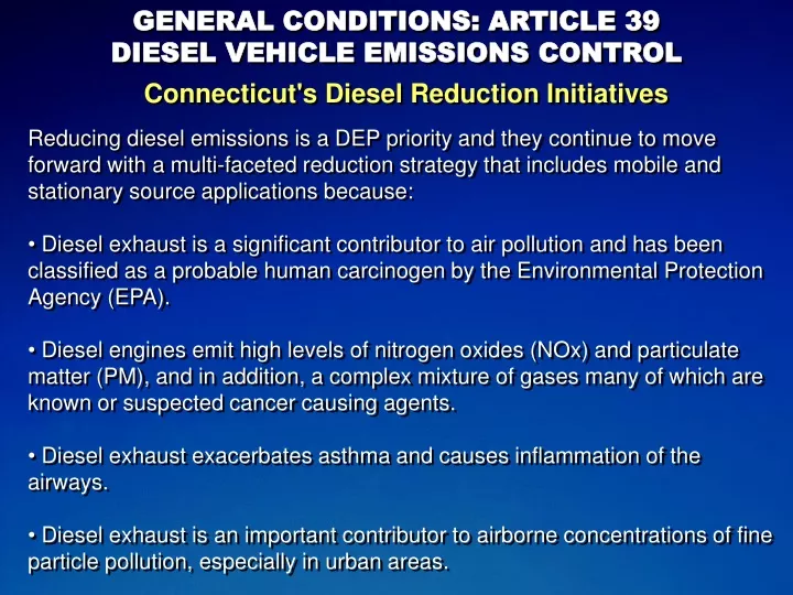 general conditions article 39 diesel vehicle