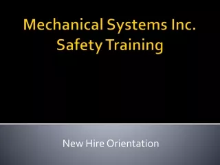 Mechanical Systems Inc. Safety  Training