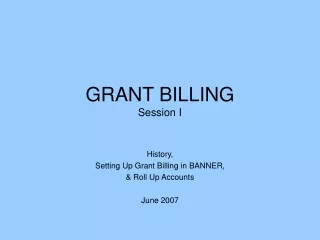 GRANT BILLING Session I