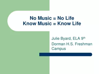 No Music = No Life Know Music = Know Life