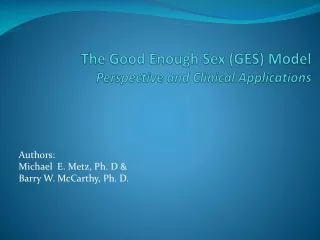 The Good Enough Sex (GES) Model  Perspective and Clinical Applications