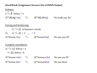 Word Break Assignment Answers (for LUMUN Sudan)ː Deletion V      before + V