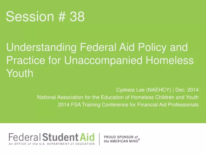 understanding federal aid policy and practice for unaccompanied homeless youth