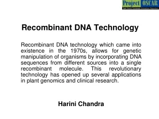 Recombinant DNA Technology