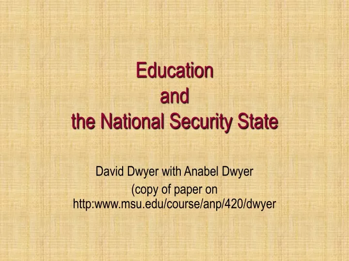 education and the national security state