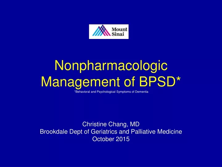 nonpharmacologic management of bpsd