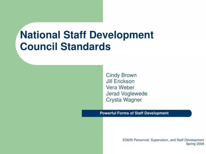 national staff development council standards