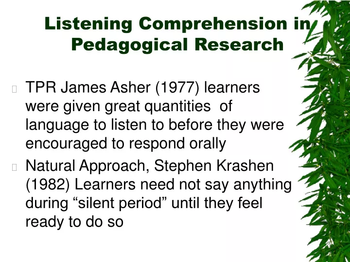 listening comprehension in pedagogical research
