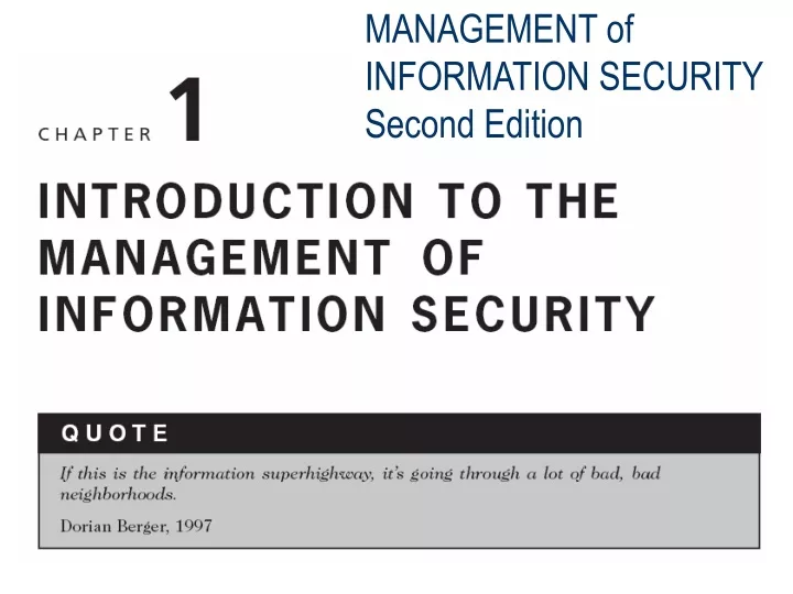 management of information security second edition