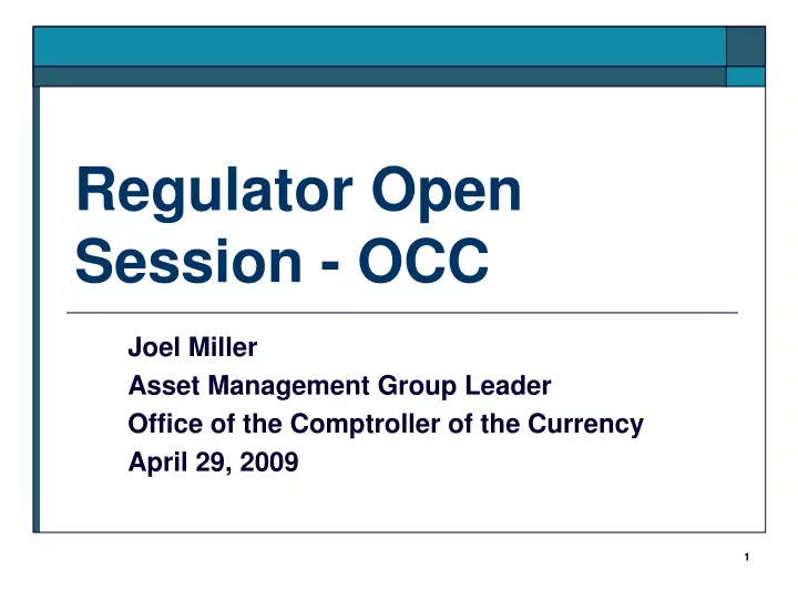regulator open session occ