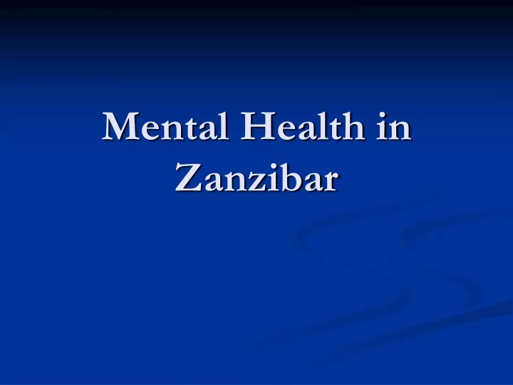 mental health in zanzibar