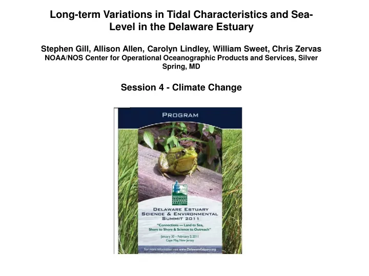long term variations in tidal characteristics