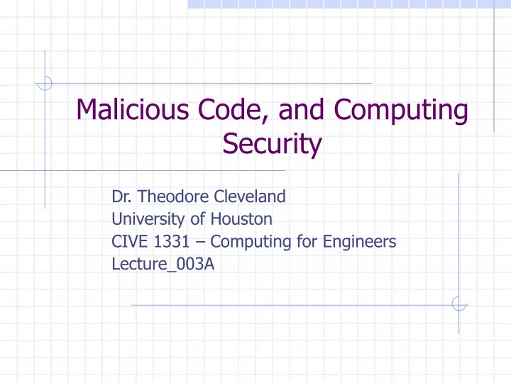 malicious code and computing security