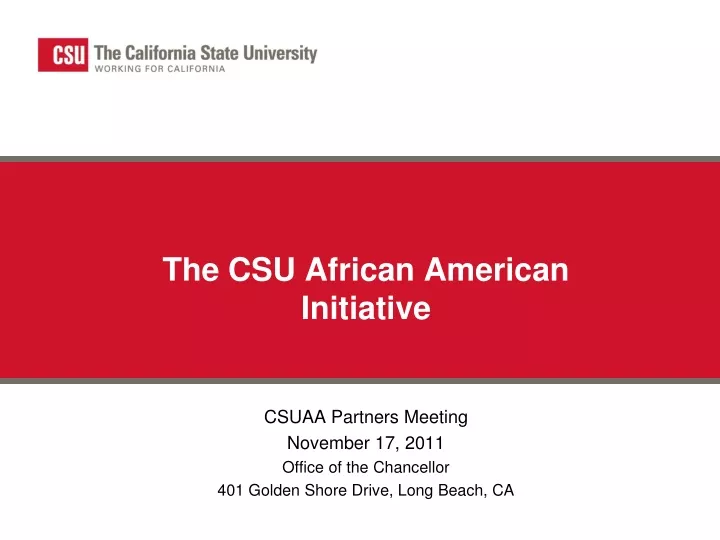 the csu african american initiative