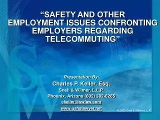 “SAFETY AND OTHER EMPLOYMENT ISSUES CONFRONTING EMPLOYERS REGARDING TELECOMMUTING”