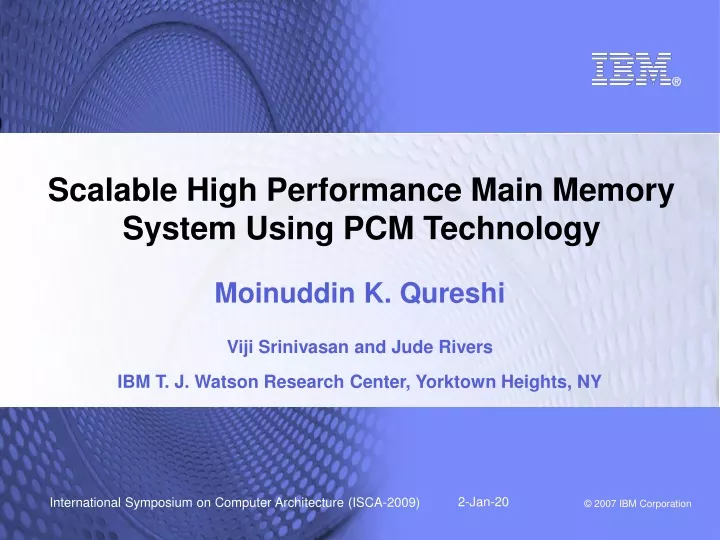 scalable high performance main memory system