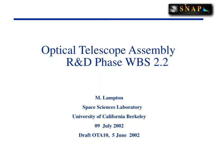 optical telescope assembly r d phase wbs 2 2
