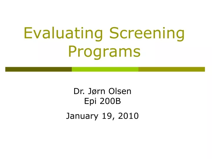 evaluating screening programs