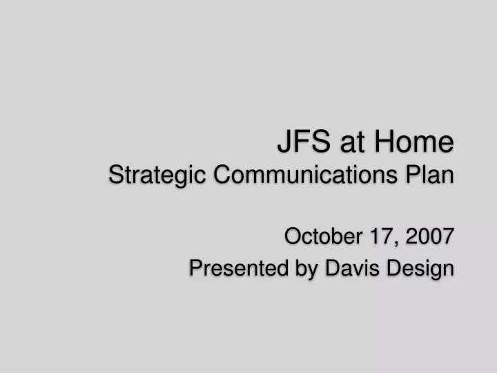 jfs at home strategic communications plan