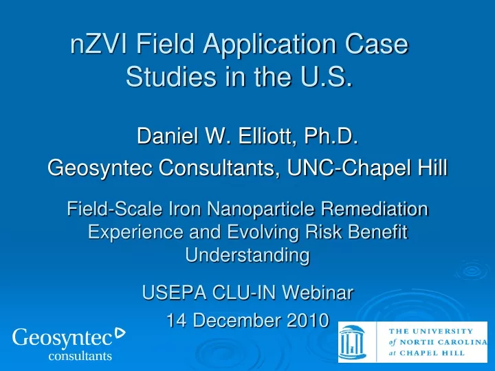 nzvi field application case studies in the u s