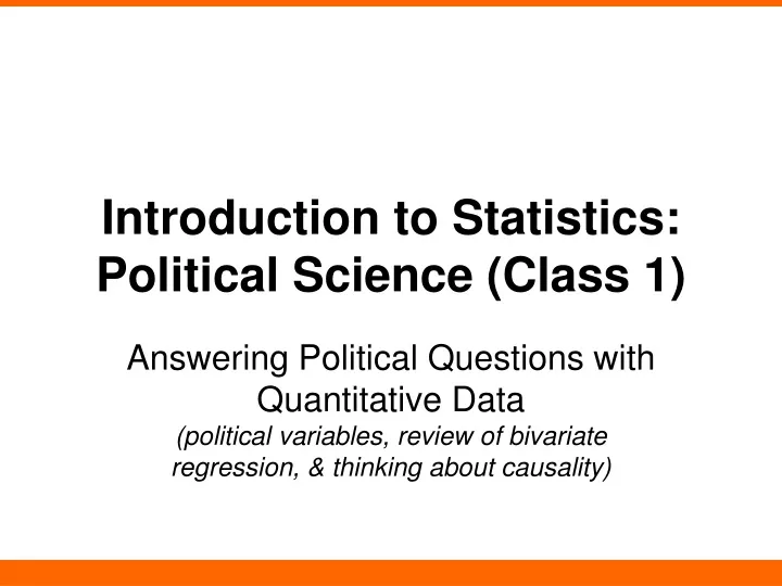 introduction to statistics political science class 1