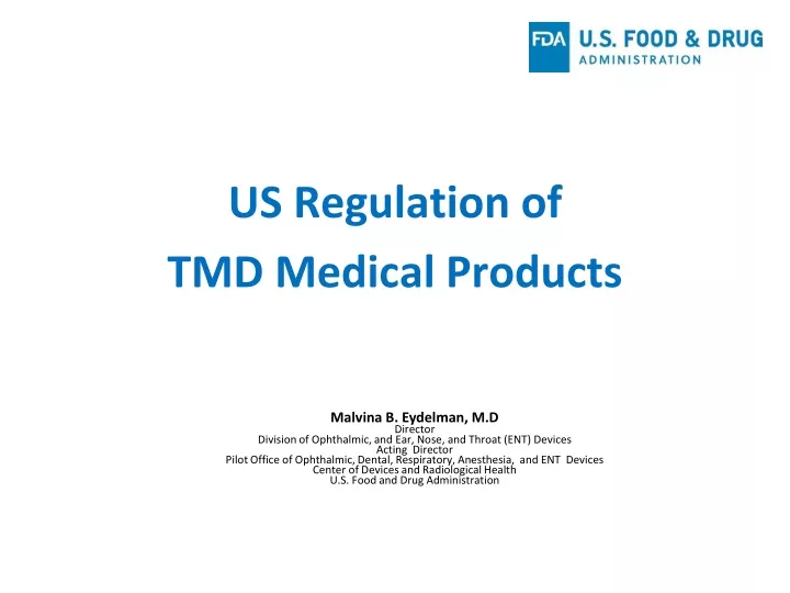 us regulation of tmd medical products