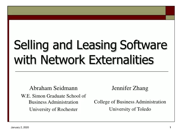 selling and leasing software with network externalities