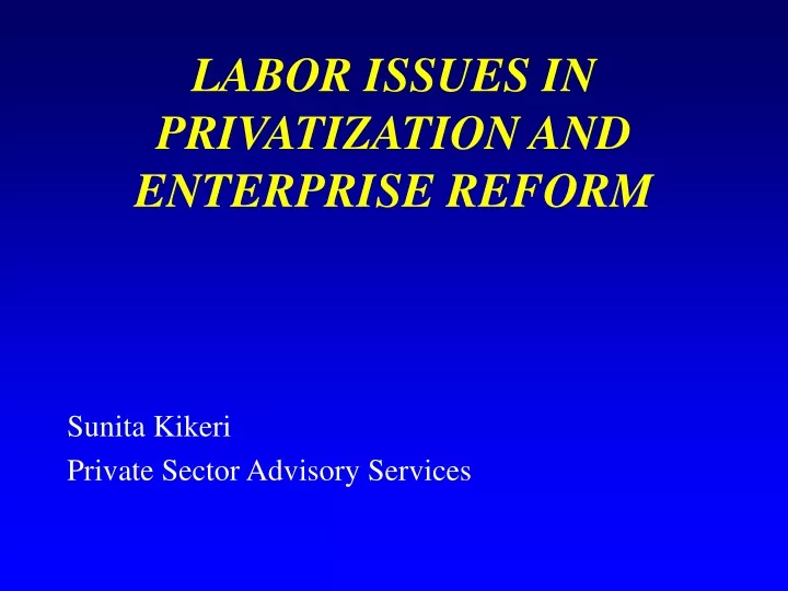 labor issues in privatization and enterprise reform
