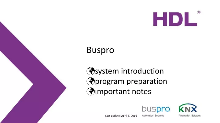 buspro system introduction program preparation