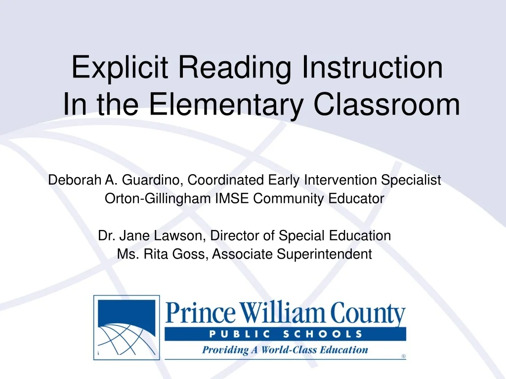 PPT - Comprehensive Approach to Explicit Reading Instruction PowerPoint ...