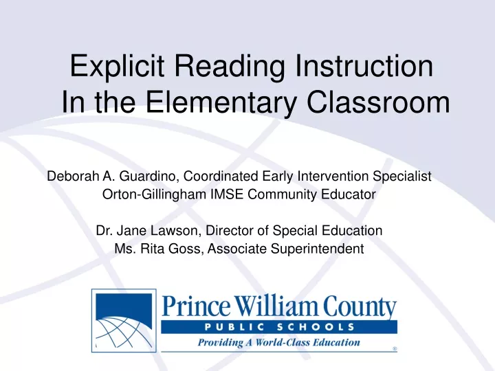 explicit reading instruction in the elementary classroom