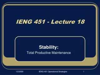 IENG 451 - Lecture 18